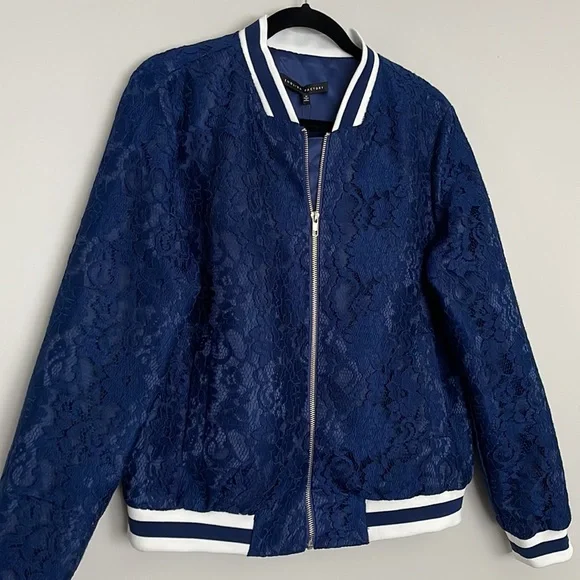 English Factory Bomber Varsity Lace Shell Jacket Womens Sz M NWT* - Picture 3 of 14